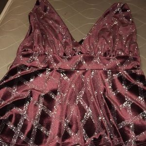 Peplum Wine Colored Glittery